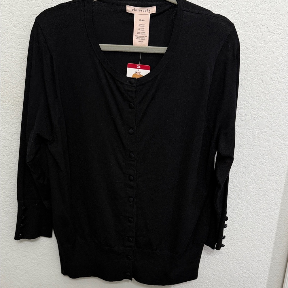 Philosophy Black Button-Up Sweater